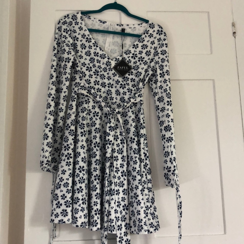 Zaful blue and white patterned dress
